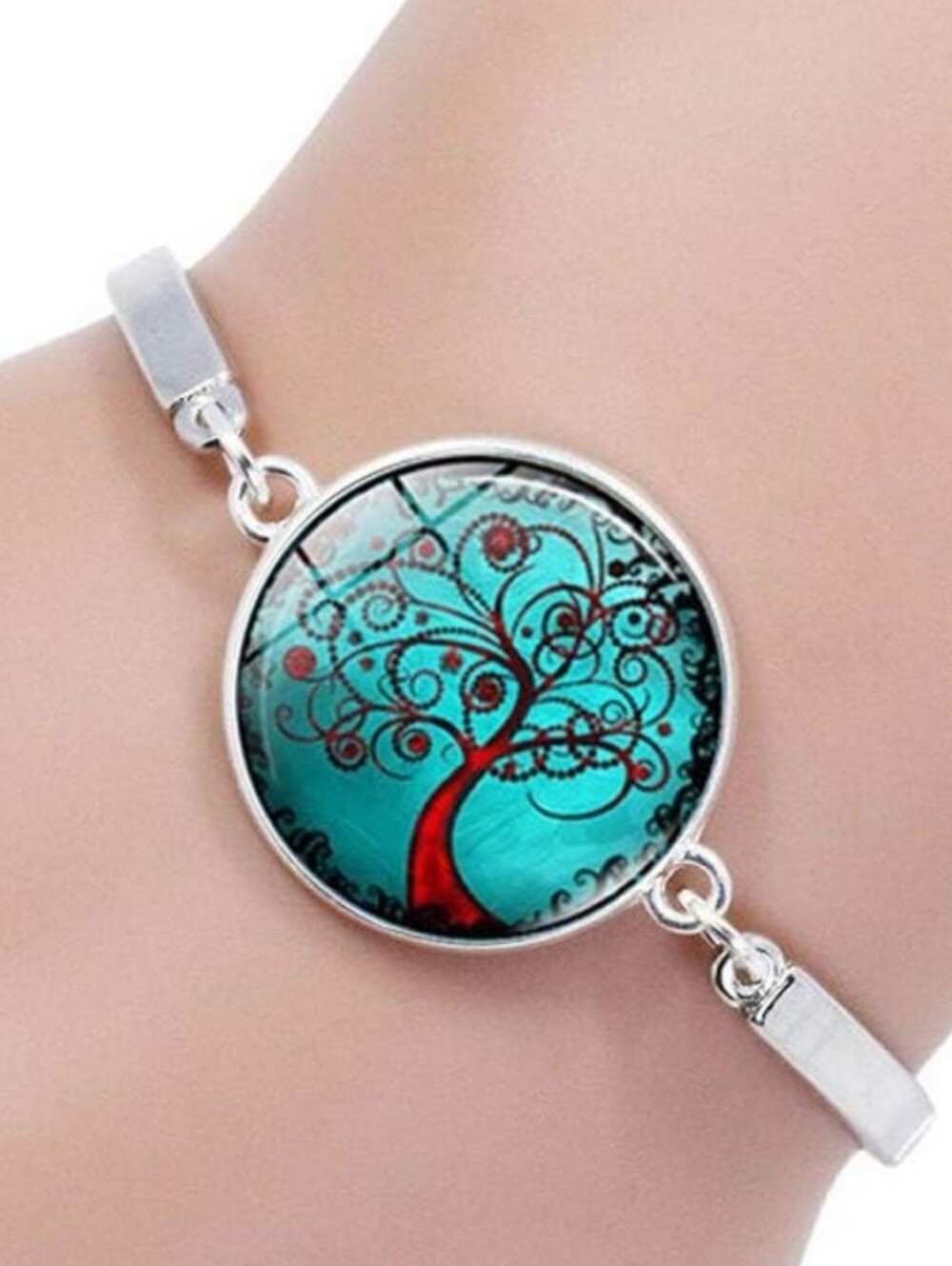 Turquoise Tree of Life Jewelry Set - Necklace, Bracelet & Earrings - Picture 4 of 5